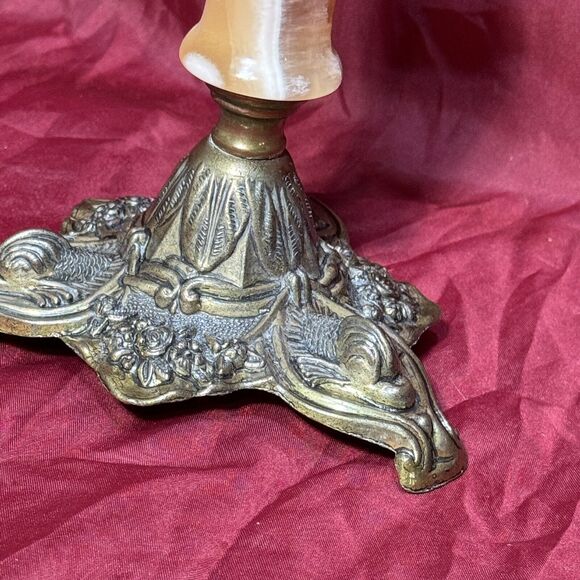 Antique 16” Italian Apothecary Scale Solid Brass w/Marble Torso & 3-Toed Base - Picture 4 of 12